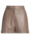 Max Mara Andorra Napa Leather Shorts In Beige