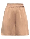 Max Mara Woman Shorts & Bermuda Shorts Light Brown Size 12 Silk