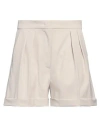 Max Mara Woman Shorts & Bermuda Shorts Taupe Size 8 Virgin Wool, Elastane