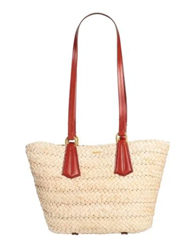 Max Mara Braided Straw Panierm Tote Bag With Double Handle In Beige