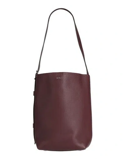 Max Mara Woman Shoulder Bag Burgundy Size - Leather In Red