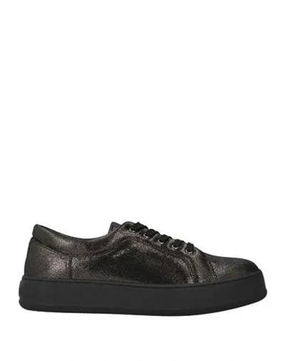 Max Mara Woman Sneakers Lead Size 8 Leather In Gray