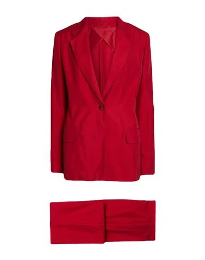 Max Mara Woman Suit Red Size 10 Cotton, Silk