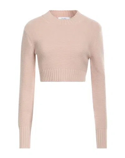 Max Mara Cropped Crew Neck Sweater With Ribbed Cuffs In Pink