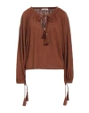 Max Mara Woman Sweater Brown Size L Linen