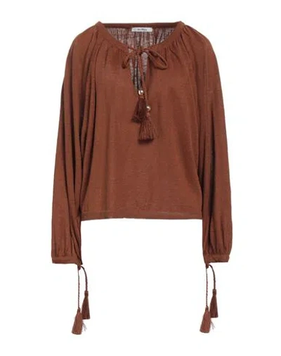 Max Mara Woman Sweater Brown Size L Linen