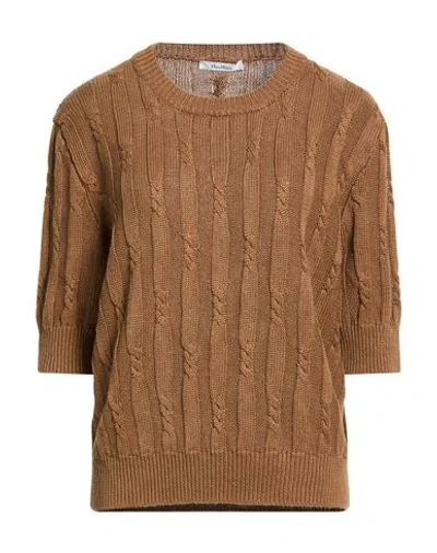 Max Mara Woman Sweater Camel Size L Linen In Brown