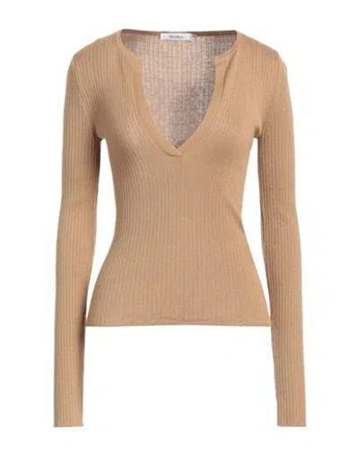 Max Mara Woman Sweater Camel Size L Silk, Cashmere In Beige
