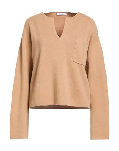 Max Mara Woman Sweater Camel Size L Wool, Cashmere In Sand