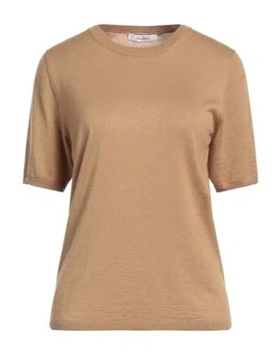 Max Mara Woman Sweater Camel Size L Silk, Cashmere In Brown