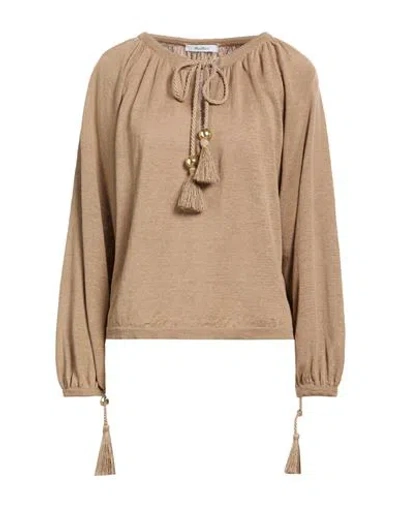 Max Mara Woman Sweater Camel Size S Linen In Sand