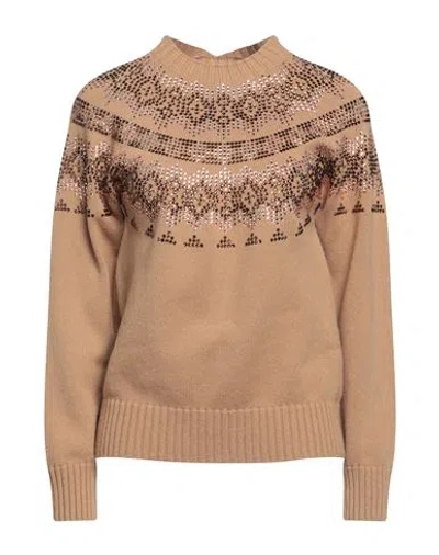 Max Mara Woman Sweater Camel Size Xs Virgin Wool, Cashmere In Beige