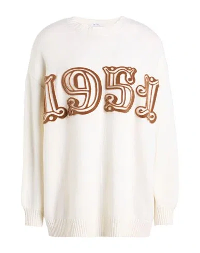 Max Mara Wool And Cashmere Sweater With Frontal Logo In Beige