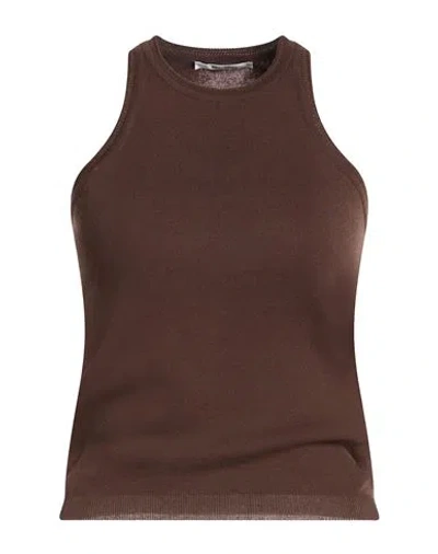 Max Mara Woman Sweater Dark Brown Size M Cotton