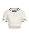 Max Mara Usico Cotton-blend Crop Top In White