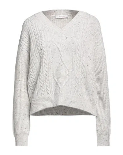 Max Mara Woman Sweater Light Grey Size L Wool, Polyamide, Elastane In Gray