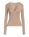 Max Mara Woman Sweater Camel Size L Silk, Cashmere In Brown