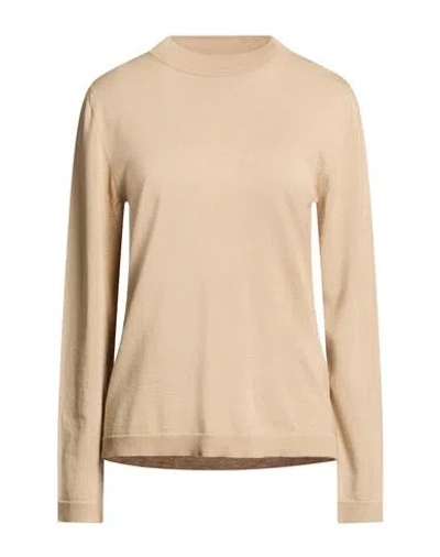 Max Mara Woman Sweater Sand Size L Virgin Wool In Brown