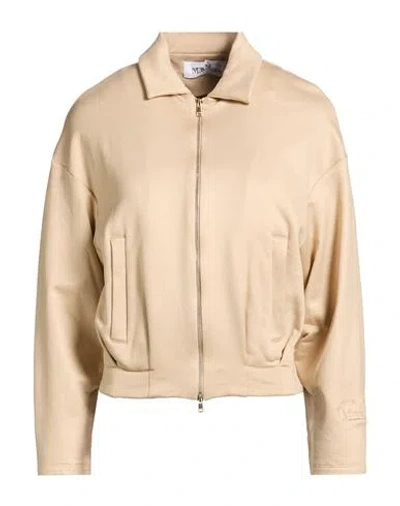 Max Mara Woman Sweatshirt Beige Size M Silk, Cotton, Elastane In Neutral