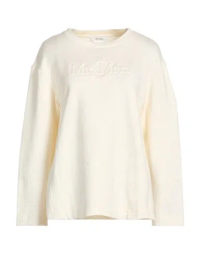 Max Mara Woman Sweatshirt Cream Size L Silk, Cotton, Elastane In White