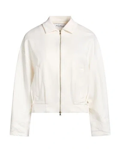Max Mara Woman Sweatshirt Ivory Size L Silk, Cotton, Elastane In White
