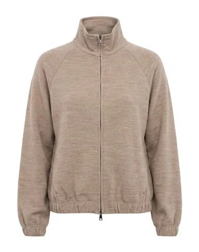 Max Mara Woman Sweatshirt Taupe Size Xs Wool, Cotton, Polyester In Gray