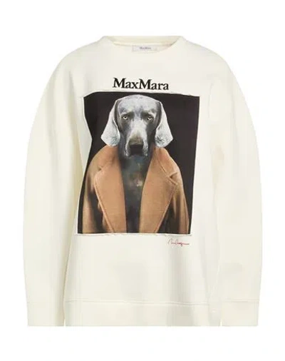 Max Mara Woman Sweatshirt White Size L Cotton, Polyester, Elastane