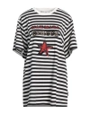 Max Mara Blackwhite Kaki Oversized Striped Cotton T-shirt In Black