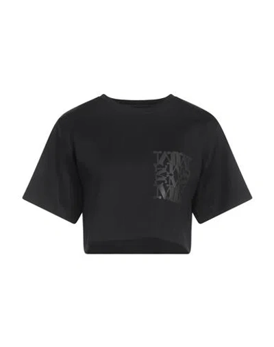 MAX MARA MAX MARA WOMAN T-SHIRT BLACK SIZE L POLYAMIDE, COTTON, ELASTANE