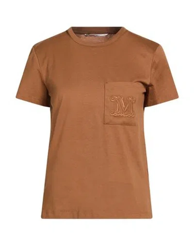 Max Mara Woman T-shirt Brown Size L Cotton