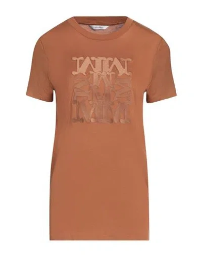 Max Mara Crewneck Short-sleeved T-shirt In Brown