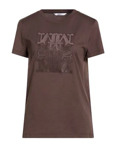 Max Mara Woman T-shirt Dark Brown Size L Cotton