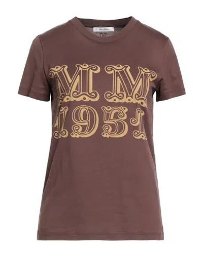 Max Mara Woman T-shirt Dark Brown Size S Cotton