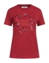 Max Mara Cotton T-shirt With Frontal Monogram In Red