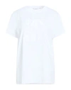 Max Mara Woman T-shirt White Size L Cotton In Blue