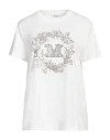 Max Mara Rhinestone Embellished Cotton T-shirt In White