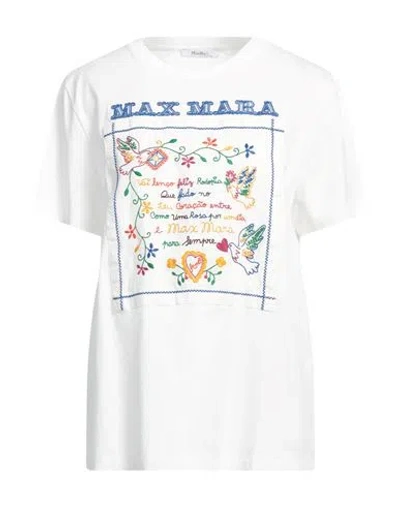 Max Mara Graphic Embroidered Crew Neck T-shirt In White