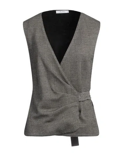 Max Mara Woman Tailored Vest Black Size 12 Wool, Viscose, Polyamide, Acetate In Gray