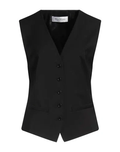 Max Mara Woman Tailored Vest Black Size 8 Virgin Wool, Viscose