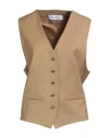 Max Mara Woman Tailored Vest Camel Size 10 Virgin Wool, Viscose