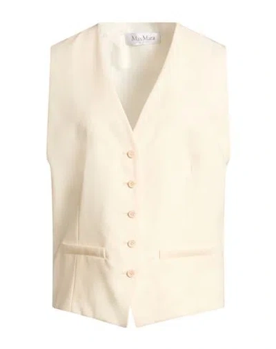 Max Mara Woman Tailored Vest Cream Size 10 Virgin Wool, Viscose In White