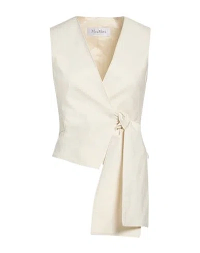 Max Mara Woman Tailored Vest Ivory Size 4 Cotton, Elastane In White