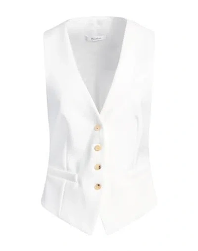 Max Mara Woman Tailored Vest White Size 10 Viscose, Polyamide, Elastane, Acetate, Polyester In White