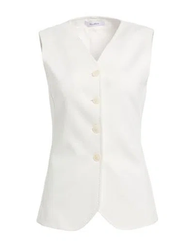 Max Mara Woman Tailored Vest White Size 4 Viscose, Polyamide, Elastane In Neutral