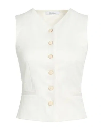 Max Mara Woman Tailored Vest White Size 6 Cotton
