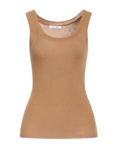 Max Mara Woman Tank Top Camel Size M Virgin Wool In Brown