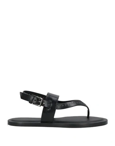 Max Mara Woman Thong Sandal Black Size 8 Leather