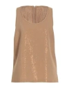 Max Mara Woman Top Beige Size 12 Polyester