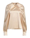 Max Mara Woman Top Beige Size 12 Silk