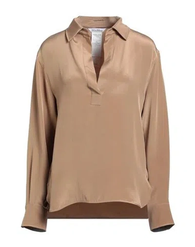 Max Mara Woman Top Beige Size 12 Silk In Brown